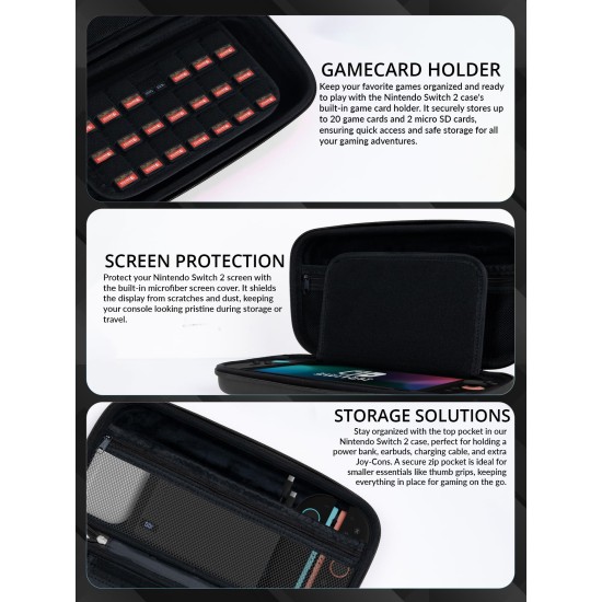 Orzly Carry Case for Nintendo Switch 2 (2025) Hard Shell Travel Case with Screen Padding, Game Cards and microSD Slots with Zipped and Open Pockets for Accessories - Gift Box Edition Orzly Carry Case for Nintendo Switch 2 (2025) Hard Shell Travel Case with Screen Padding, Game Cards and microSD Slots with Zipped and Open Pockets for Accessories - Gift Box Edition